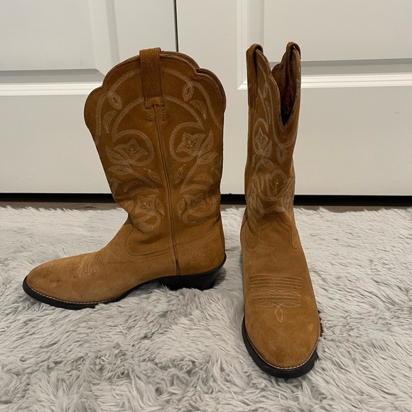 Ariat cowboy boots! Worn a couple times! See pics for where the stains are :) - Picture 1 of 5